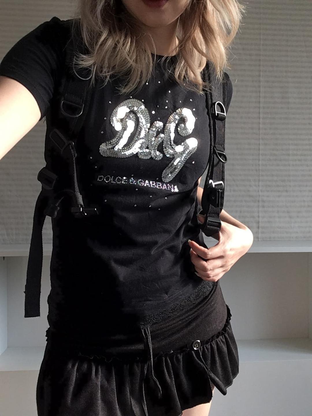 Dolce&gabbana black beads half t shirt | 후루츠패밀리