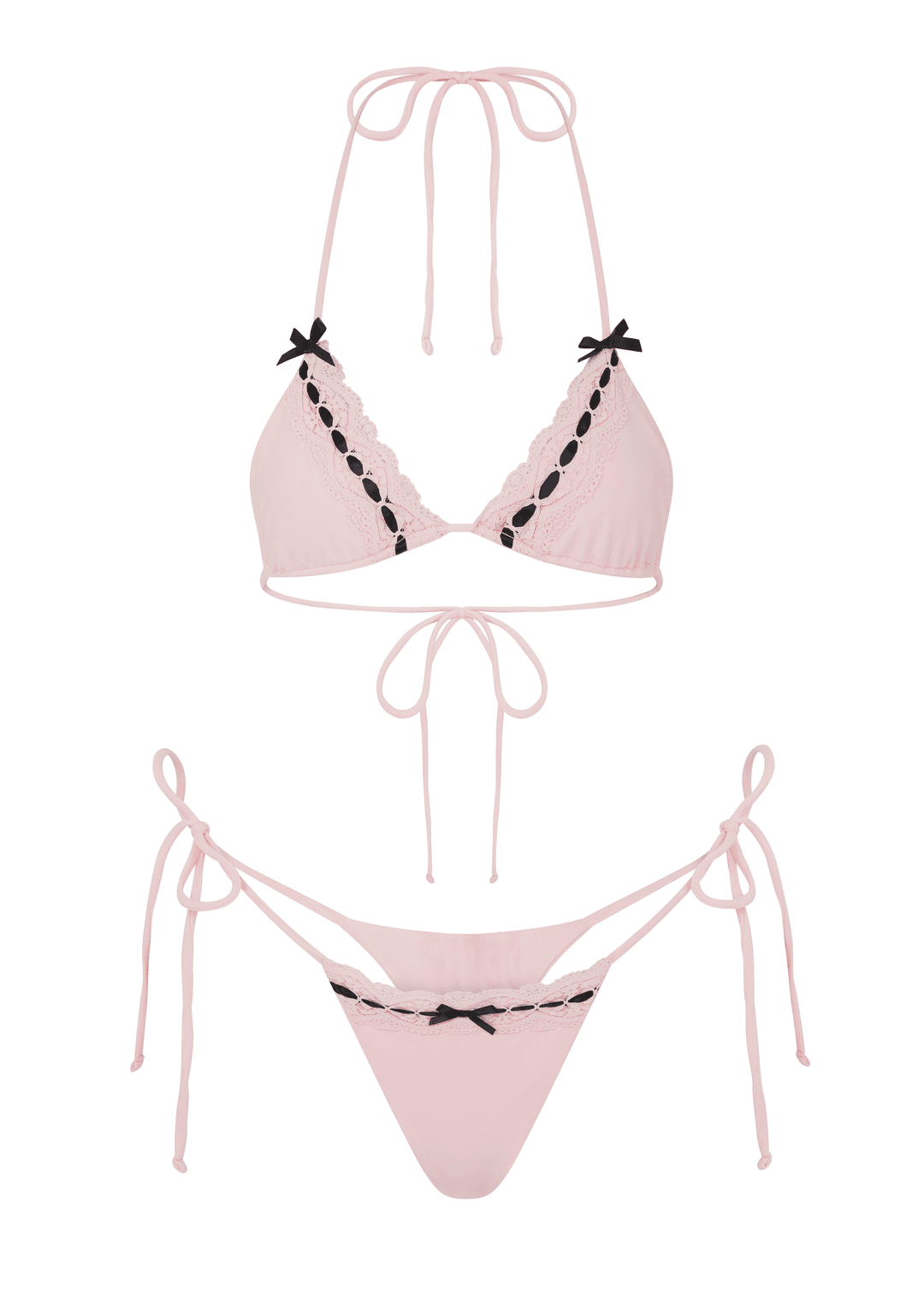 LINGERIE BIKINI IN BABY PINK & BLACK - M