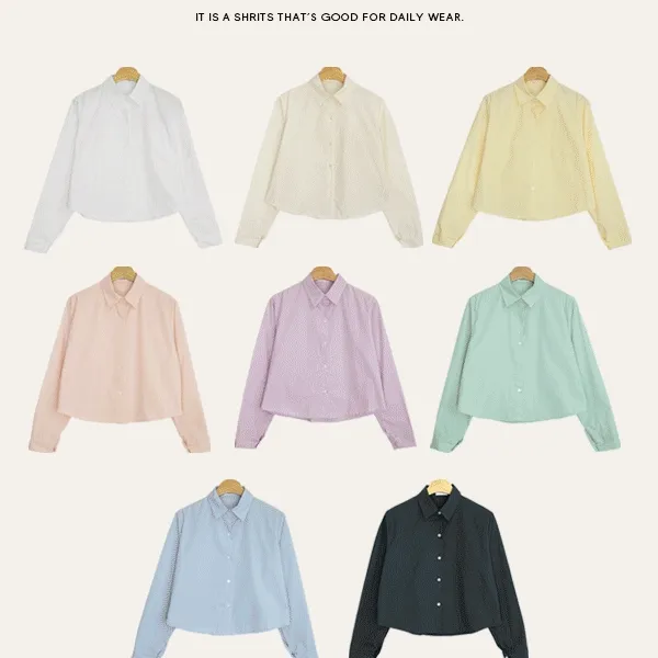 [봄기본템🌷/5천장판매] 비브 봄 크롭 파스텔 카라 루즈핏 블라우스 셔츠(8color)