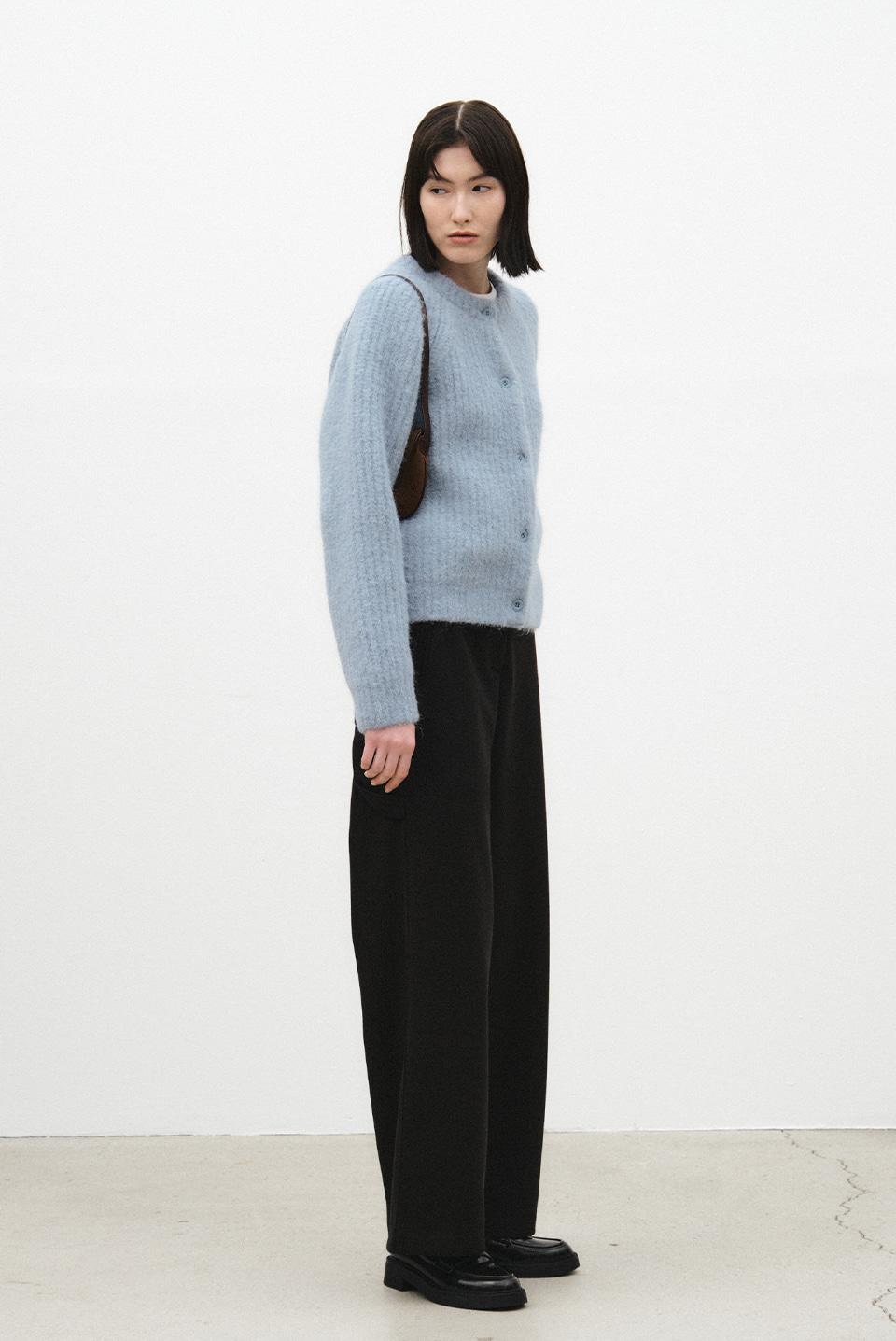 snug heavy cardigan - blue