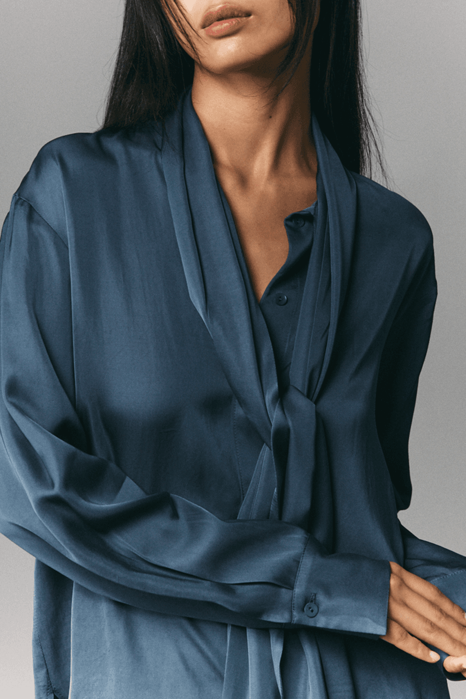 Cera Vegan Silk Blouse, Blue