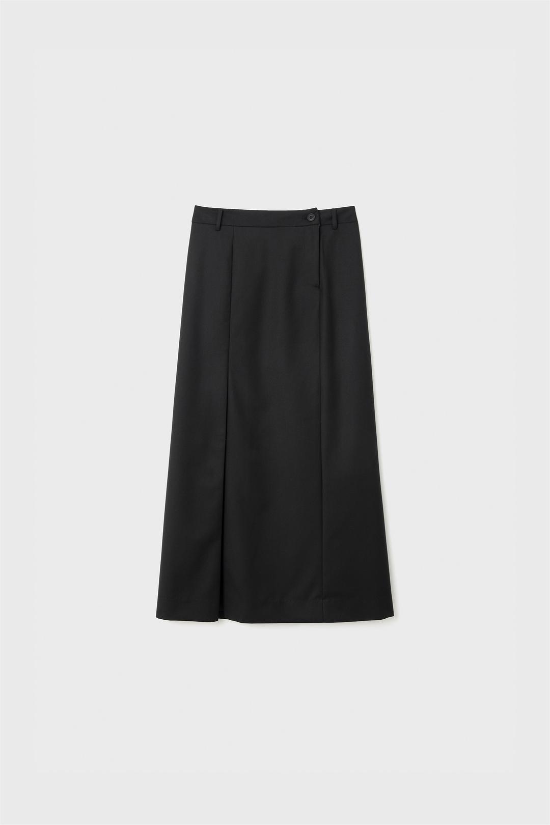 SIDE PLEATS MAXI SKIRT (BLACK)