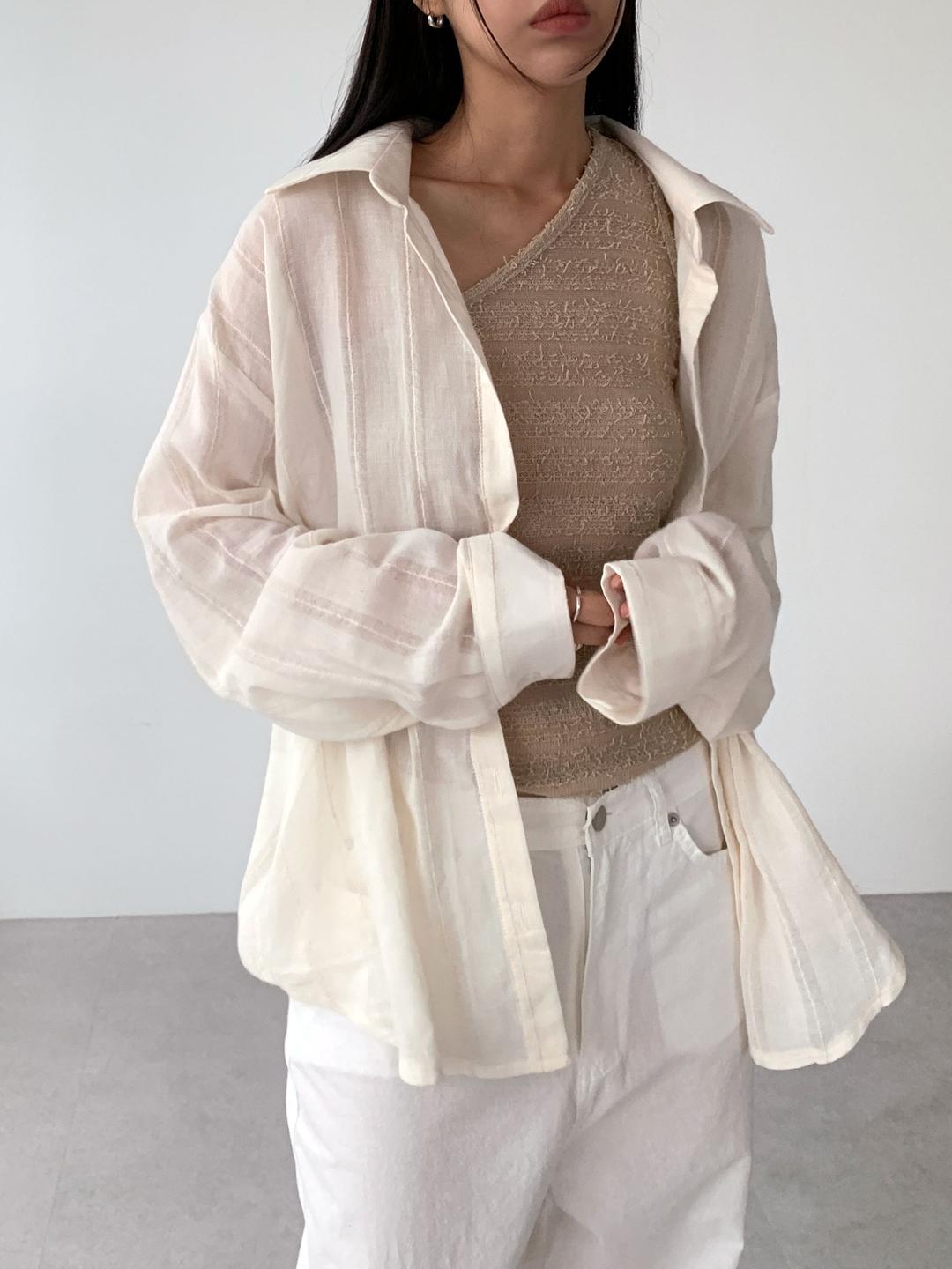 샵오르 (리뉴얼 재입고) 라인 샤이닝 셔츠 line shining shirts (2colors)