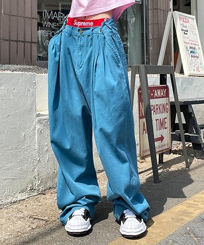 Hook pintuck wide pants / 3color