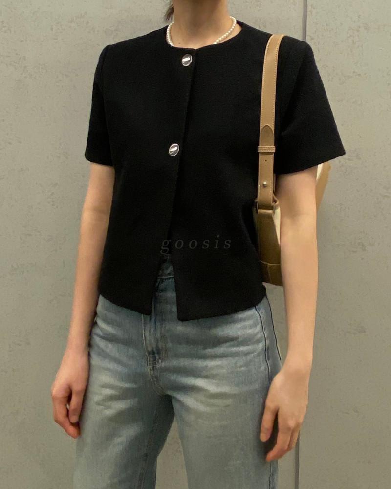 심플 여름 린넨 반팔 트위드 자켓 (3 color)