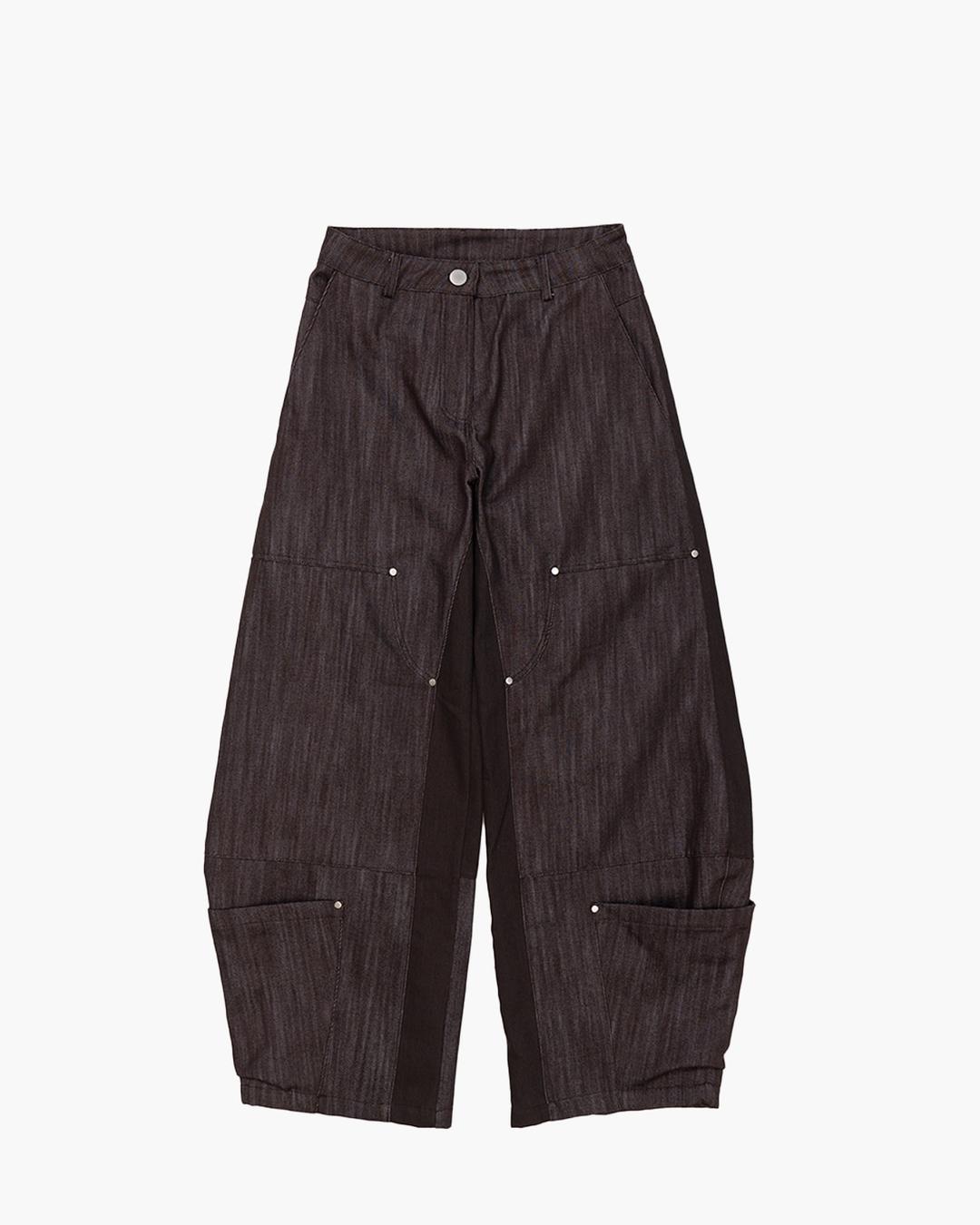HEM POCKETS JEANS (BROWN)