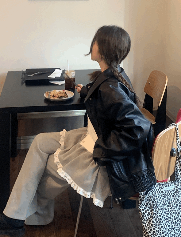 더플럼비 몬드 오버핏 레더블루종