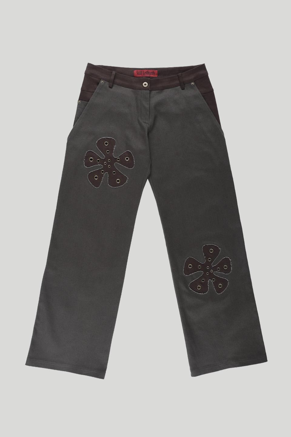[STILL LETHARDY] TWO-TONE FLOWER STRAIGHT JEAN