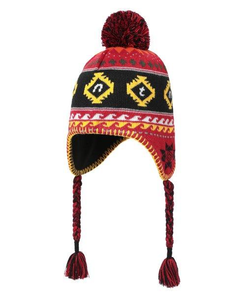 Pom Earflap Beanie Red