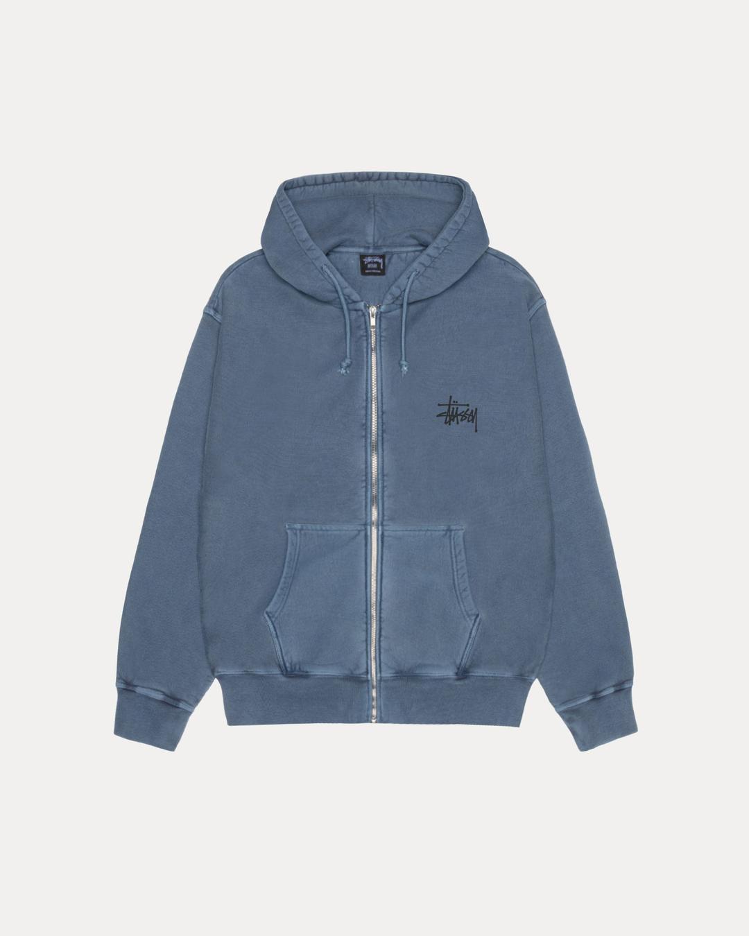 BASIC STÜSSY ZIP HOODIE PIGMENT DYED - Navy / S