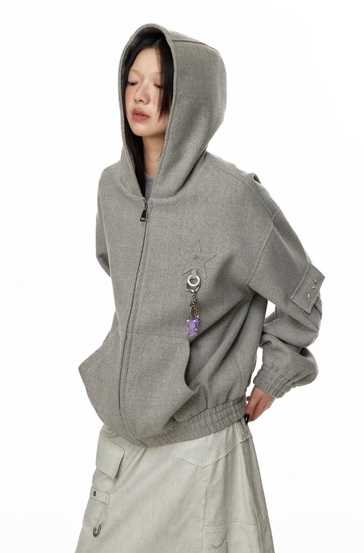 JIKOO Flap Point Aerial Hoodie Zip-Up Jacket