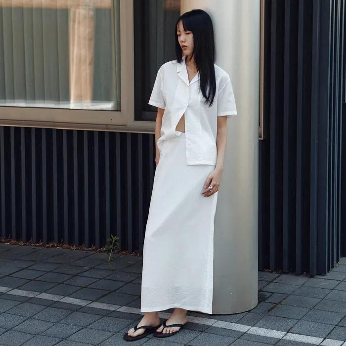 WRINKLE H SKIRT_WHITE