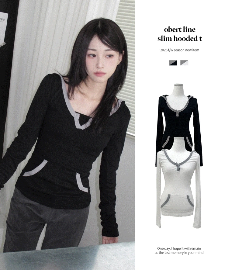 obert line slim hooded t