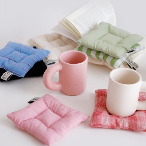 모모 패딩 면 패브릭 컵코스터 티코스터 컵받침 8컬러