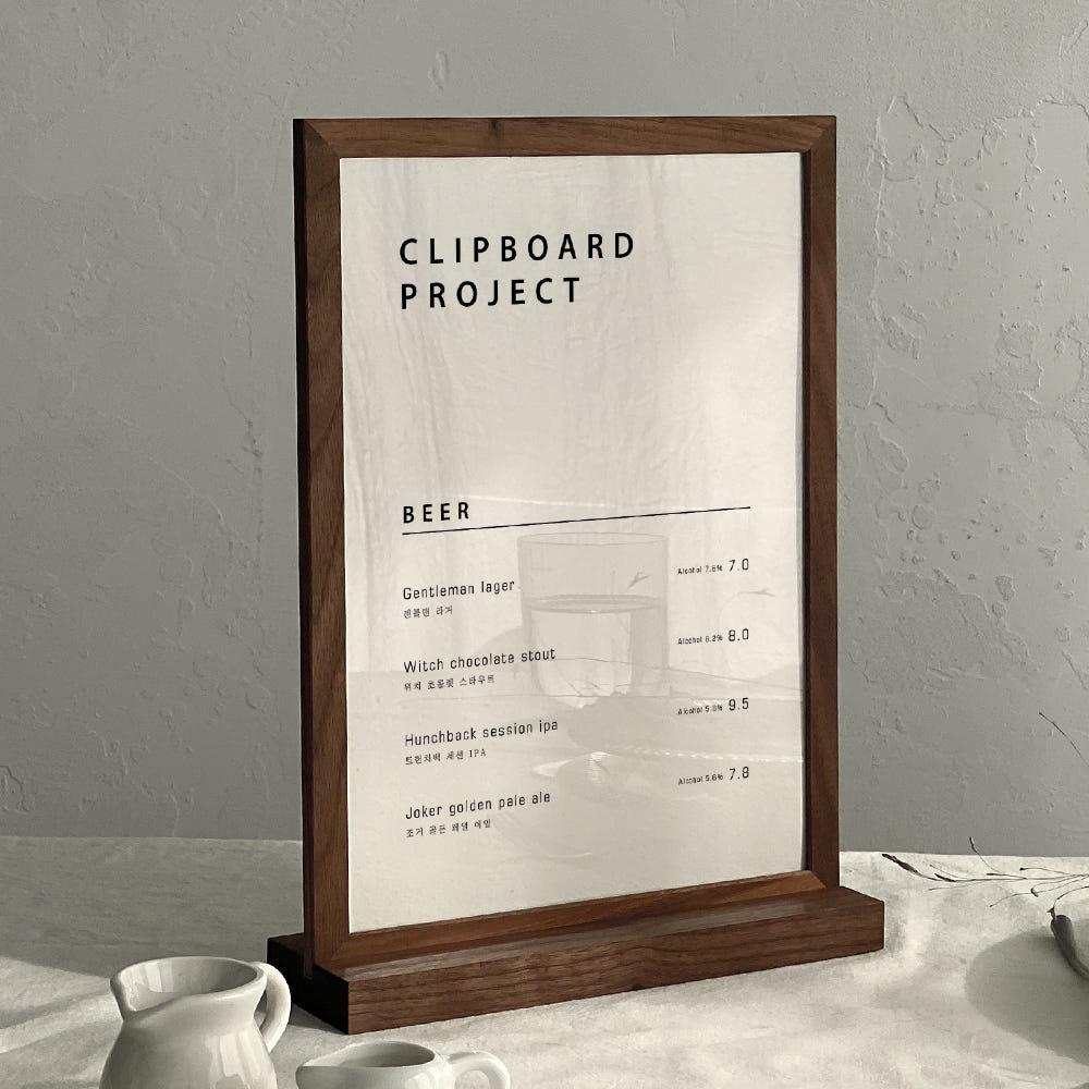월넛 프레임 카페 메뉴판 우드 테이블 메뉴판 케이스 미용실 A5