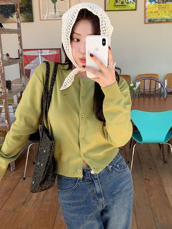 프렌치오브 [브이넥추가/MADE]소프트 팬던트 라운드 니트 가디건 (유넥/브이넥ver)(9color)