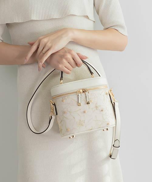 【SALE】2WAY フラワー刺繍バニティバッグ