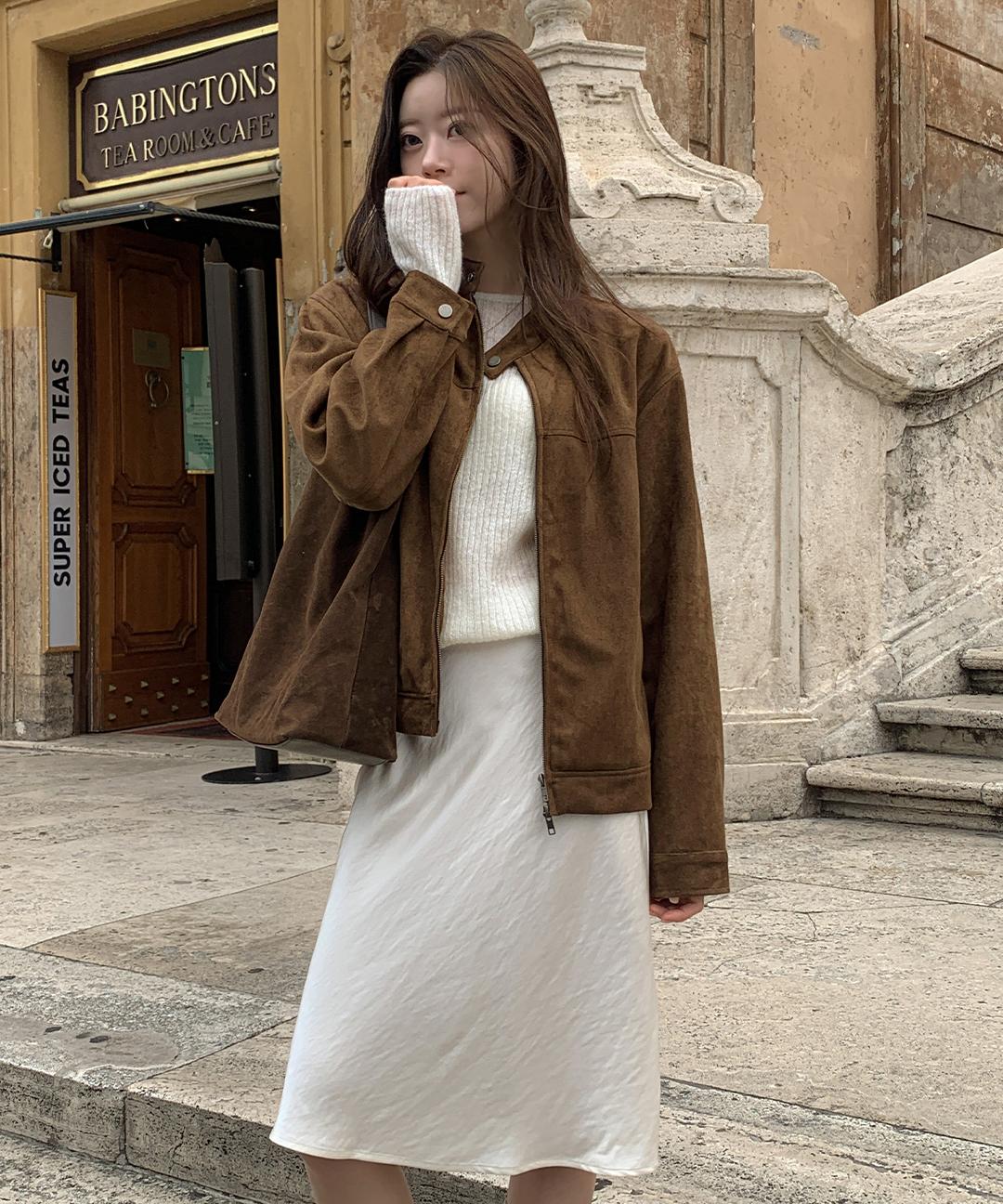 케이클럽 [단독][MADE]솜므 투웨이 스웨이드 레더 자켓 (직잭팟최저가/S-M/데일리룩/출근룩/개강룩/가을아우터/가을자켓/브라운자켓)