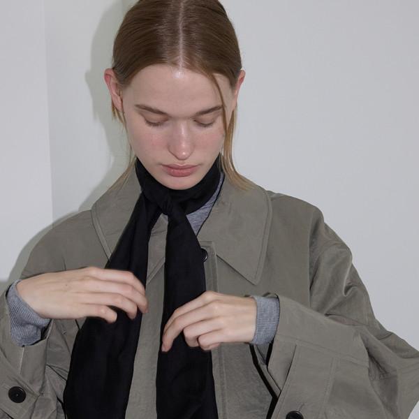 SILK BLEND SCARF - BLACK