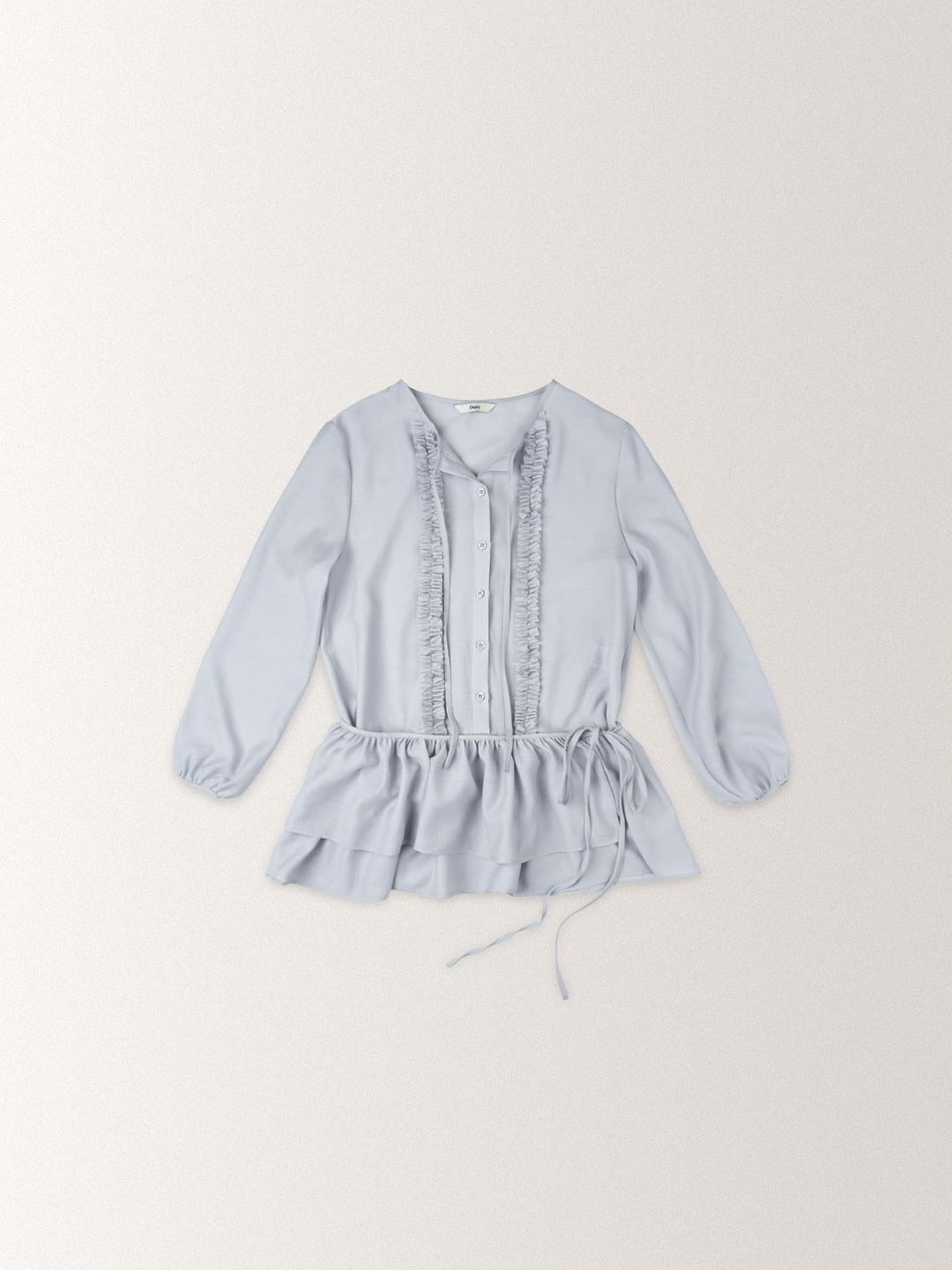(*5/8 순차 출고) RUFFLE WRAP BLOUSE [ PALE BLUE ]