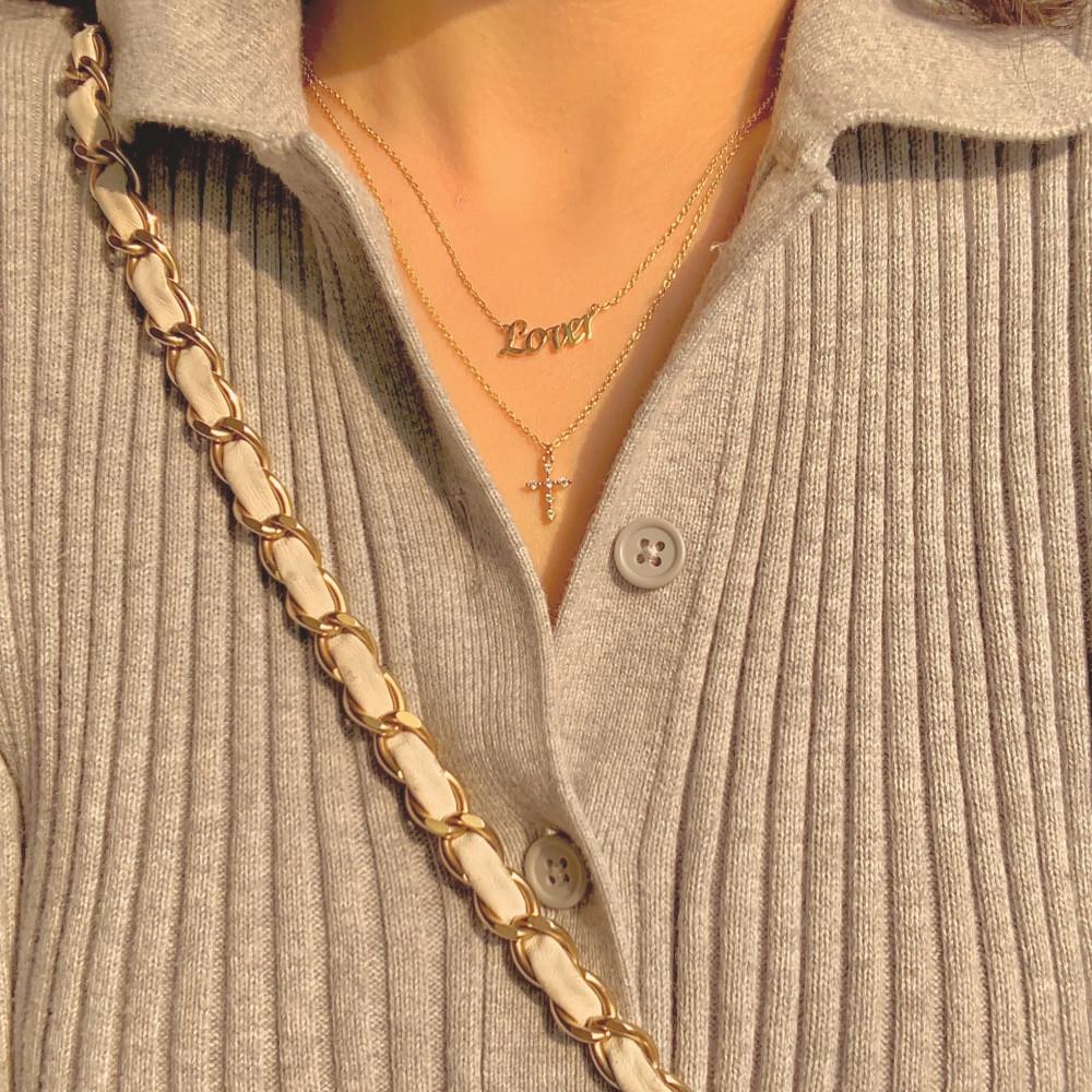[블랙핑크 지수 로제 리사 착용] 1990's Lover and Cross Necklace Set