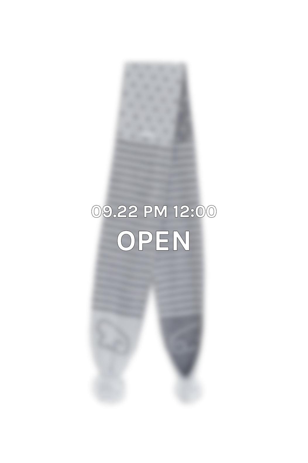 Angel wing stripe pom-pom muffler (Gray)