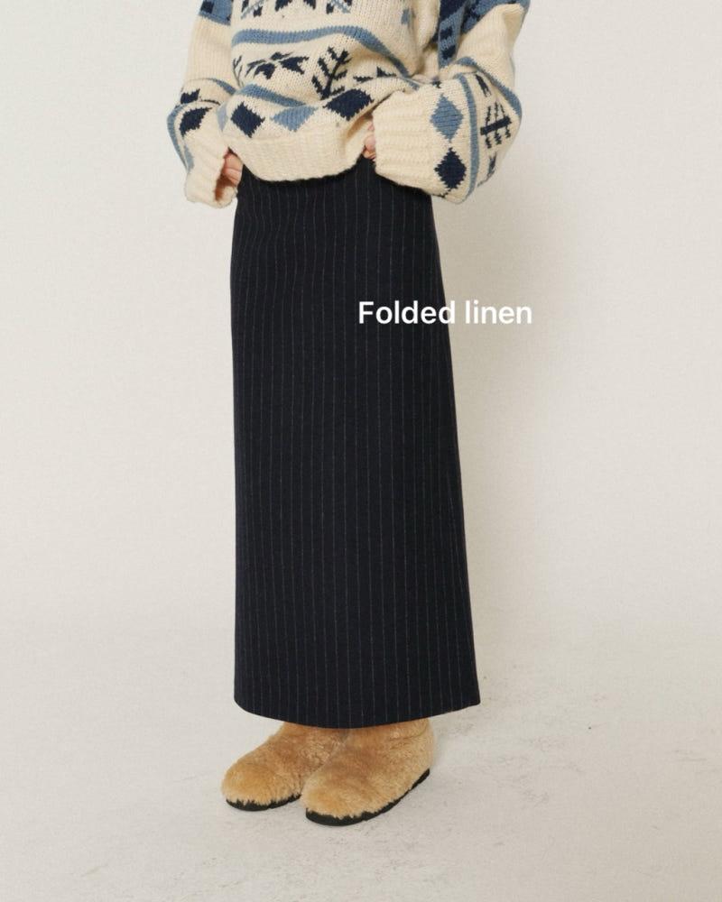 (세일)24FW 맥시 울 스트라이프 롱 스커트(2color)