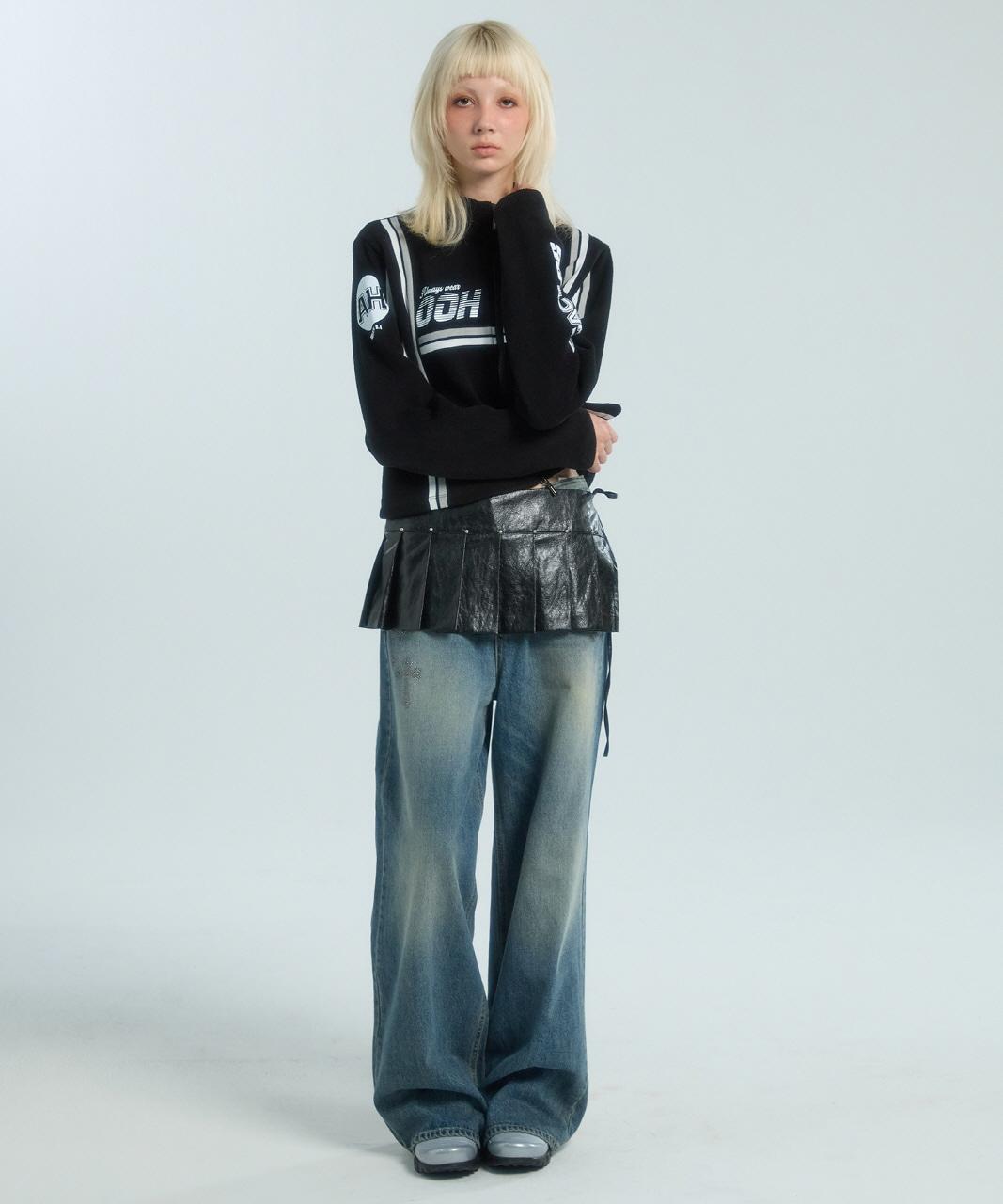 LEATHER LAYERED SKIRT (BLACK) - OOHAHH
