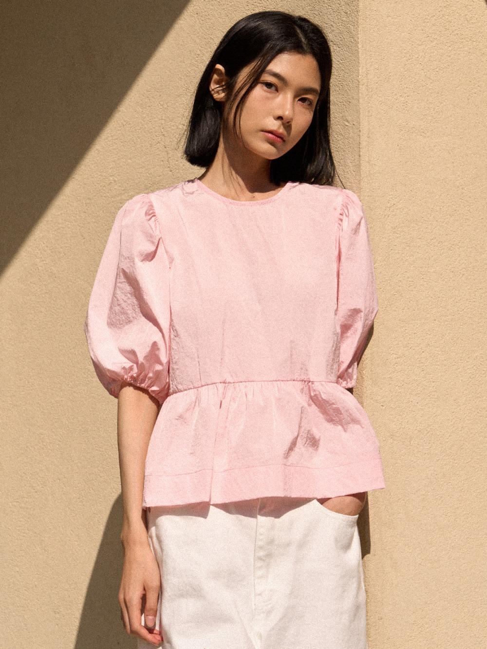 비비안 폴리 퍼프 블라우스 - Pink