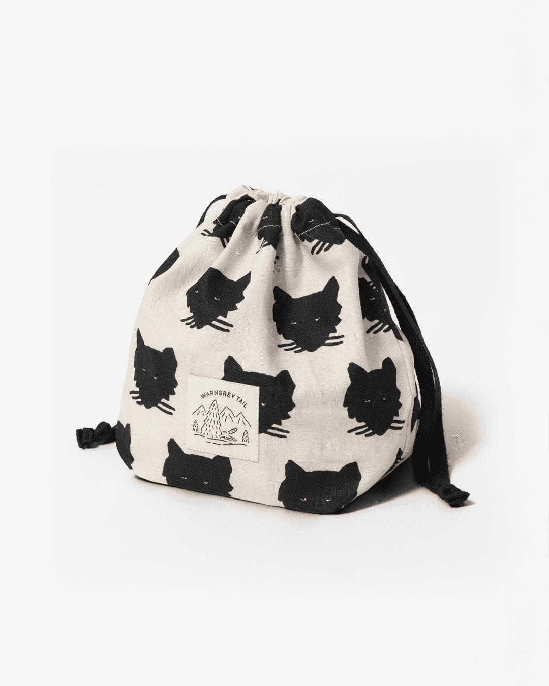 울프 스트링 파우치 - 블랙 온 아이보리 WOLF STRING POUCH - BLACK ON IVORY