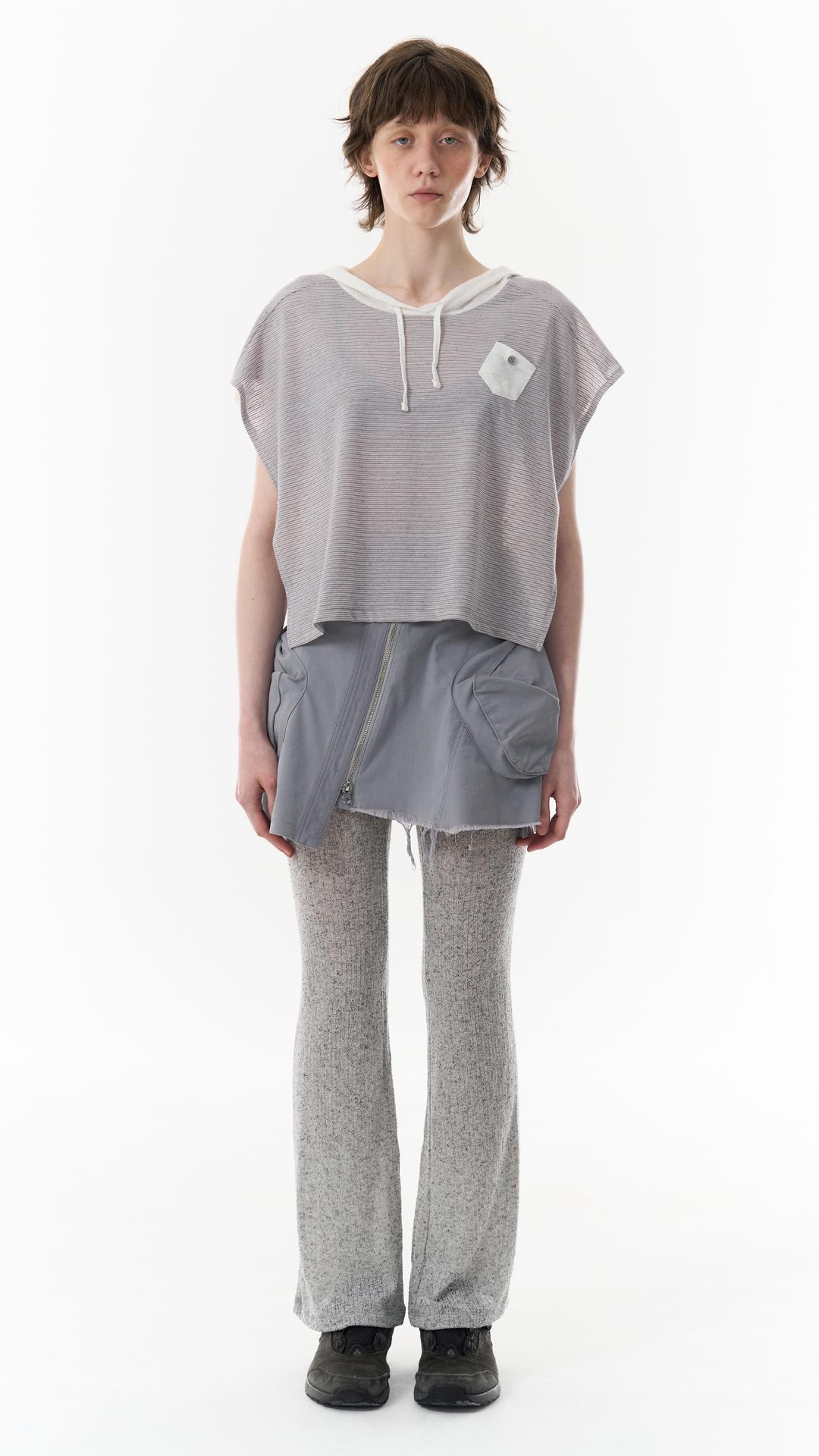 UNBALANCED ZIPPER SKIRT_LIGHT COOL GRAY