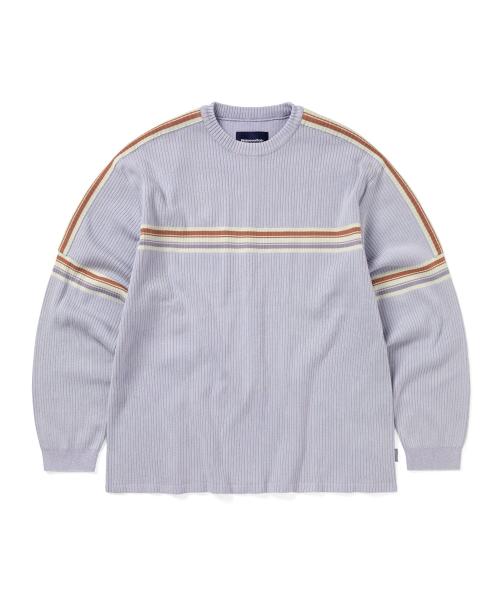Striped Knit L/S Top Lavender