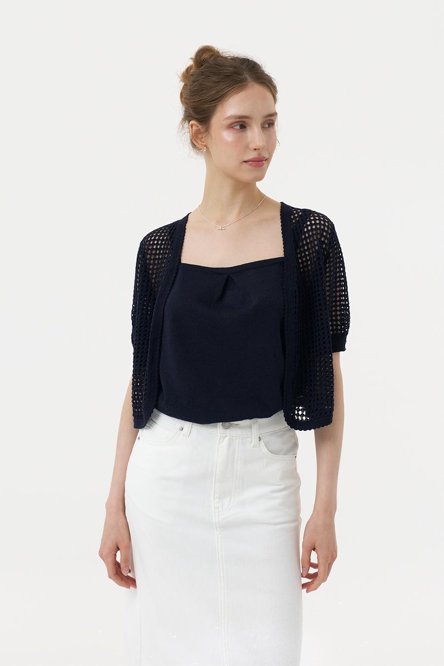 린넨 셔링탑 & 볼레로 가디건 세트_Linen Shirring Top & Bolero Cardigan Set