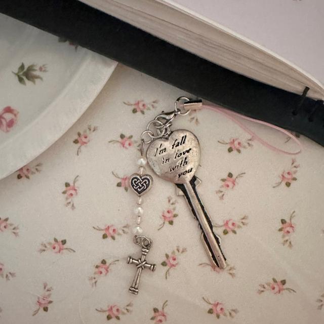 러브 하트 십자 열쇠 keyring 🫧 y2k 비즈 키링 다이어리꾸미기