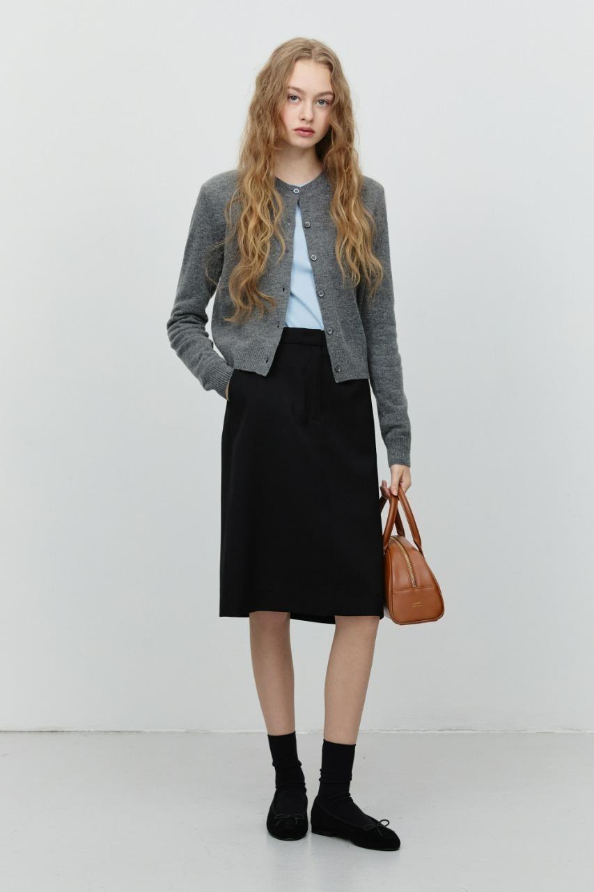 ESSENTIAL CREWNECK KNIT CARDIGAN MELANGE GREY