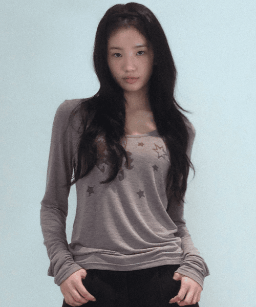 Star Unicorn Printed Long Sleeve Cocoa