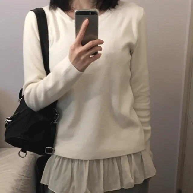 [best] button knit T-shirt