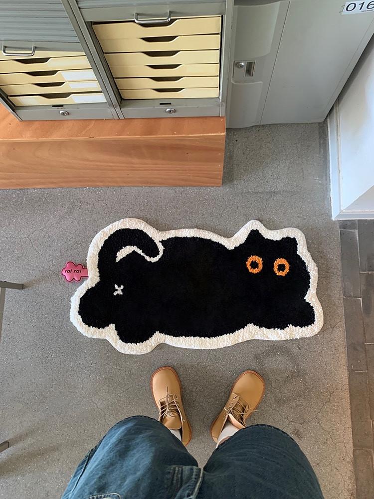블랙 고양이 러그 침실 침대 거실 현관 싱크대 발매트