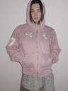 Dusty Pink Embroidered Motif Zip Hoodie