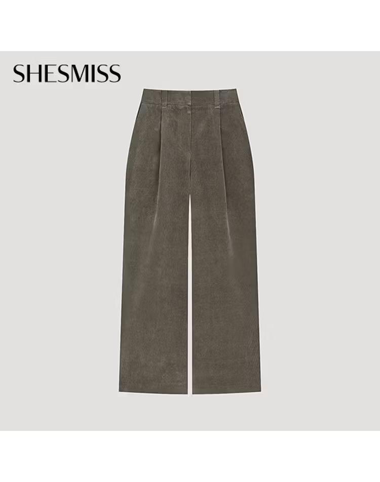 코듀로이 원턱 와이드 팬츠_SWWSLO42860_GR