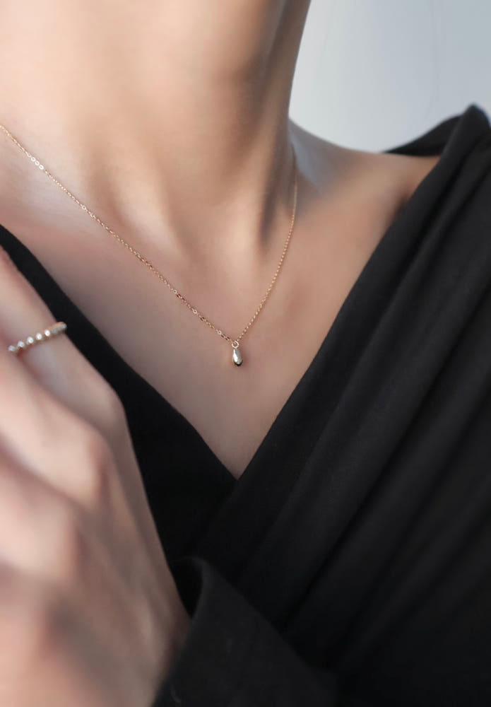 토프 레인 네크리스 - 14k 물방울 드롭 미니 펜던트 데일리 금 목걸이