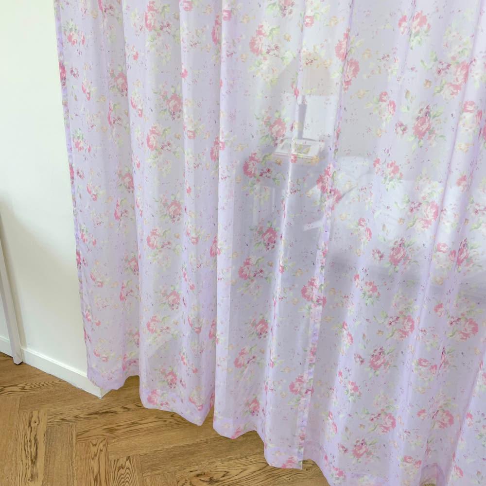 pale purple floral curtain 빈티지커튼 작은방커튼 반창 쉬폰 커튼