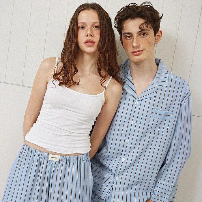 [uni] 스탠다드 뉴욕 긴팔 파자마 블루 2Size