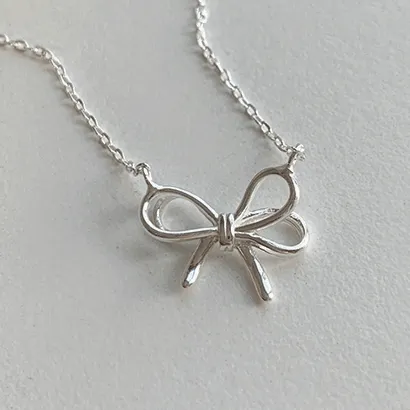 실버925 리본 매듭 라인 목걸이