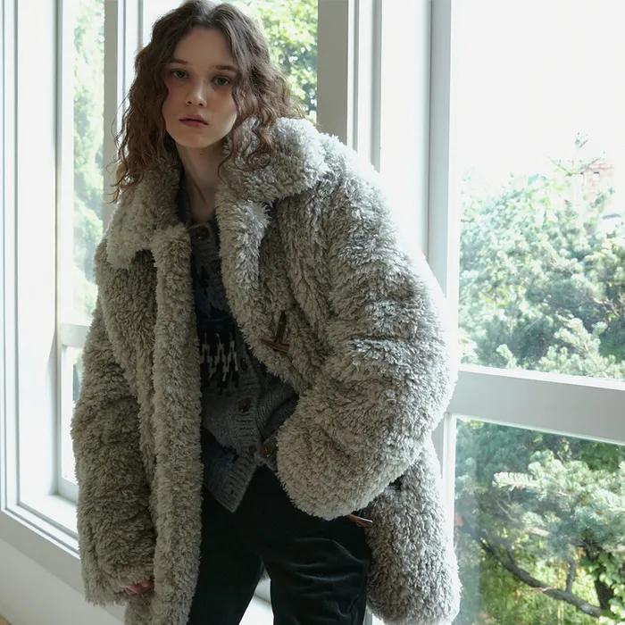 Shearling Duffle Half Coat (L/Grey)