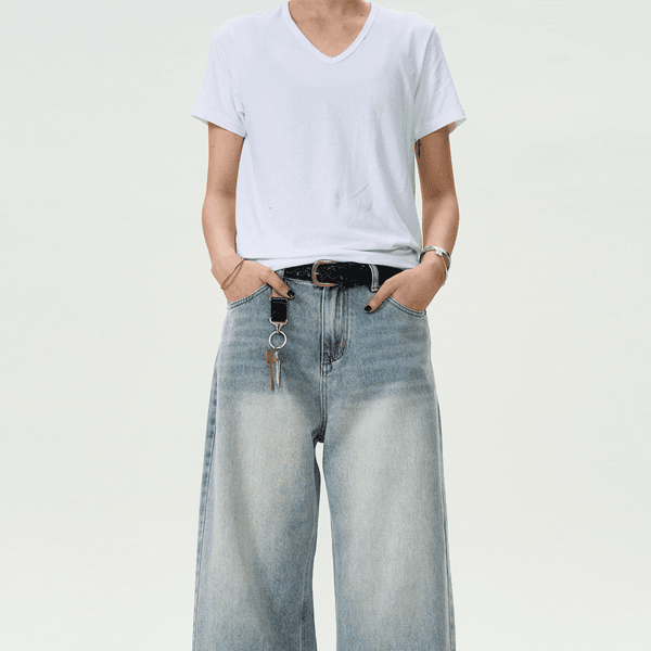 Simple old loose casual cleanfit straight pants