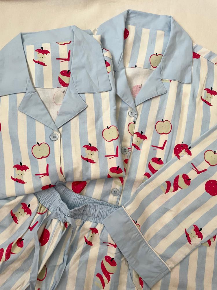 (only)애플 스카이 블루 커플 잠옷 세트 파자마파티 생일선물 홈웨어