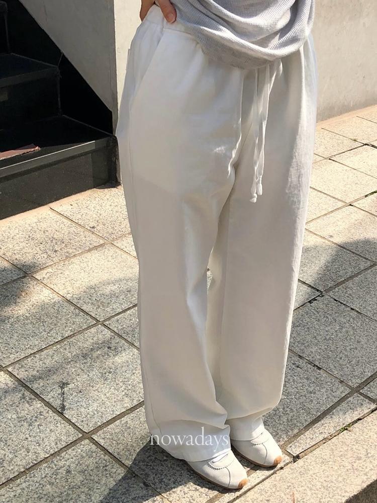 나우어데이즈 founders 파운더스 멜리사 팬츠 코튼 밴딩 일자 와이드 데일리 바지 (2col)