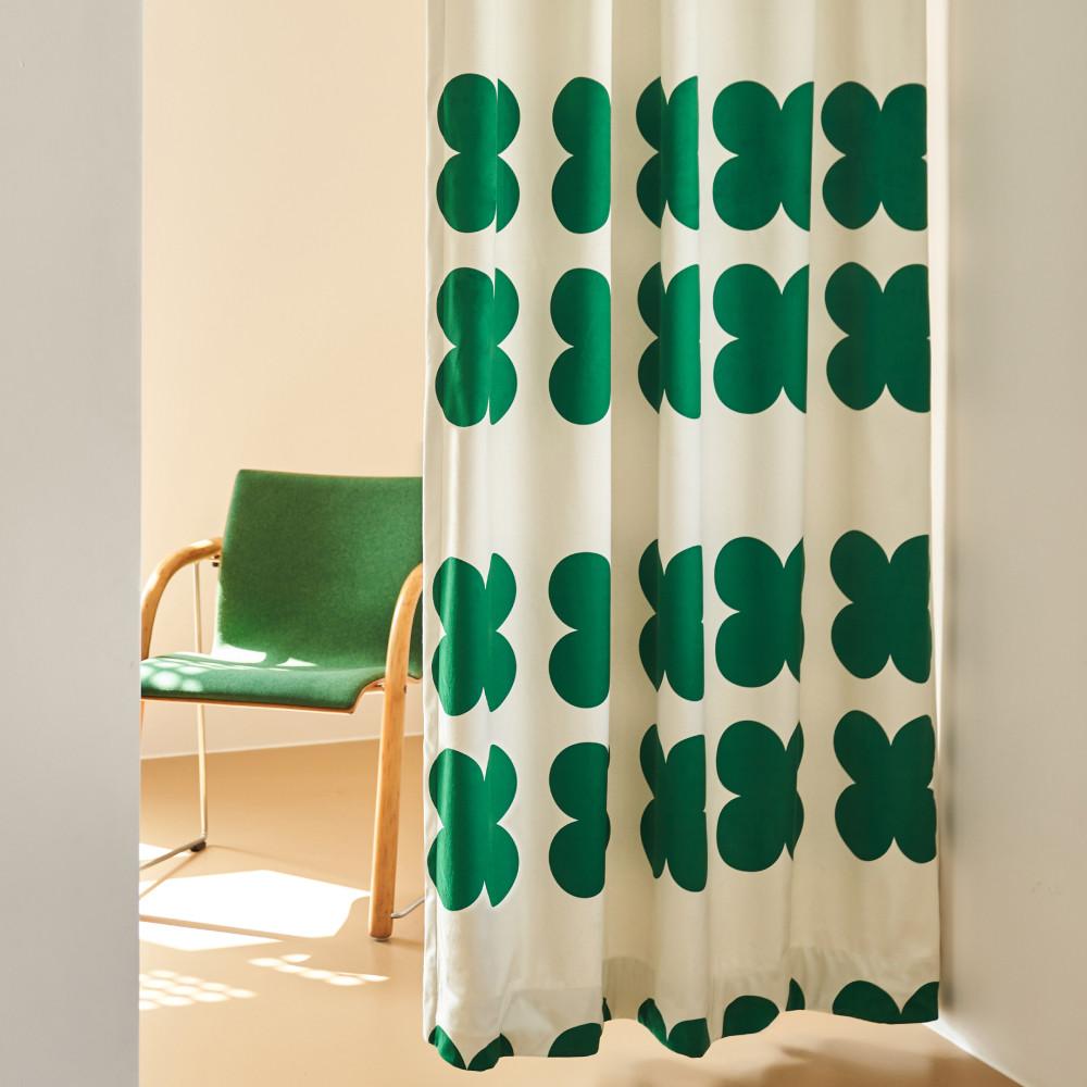 [드롭드롭드롭] 벨벳암막커튼 CLOVER FLOW GREEN (240cm/270cm)