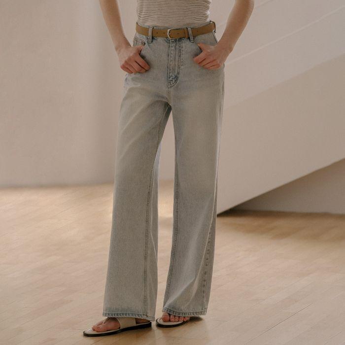 Loose fit snow denim pants KNSS04PT03_Light Blue